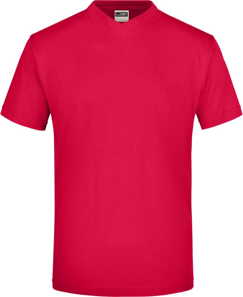 Levně Tričko s výstřihem do V - red