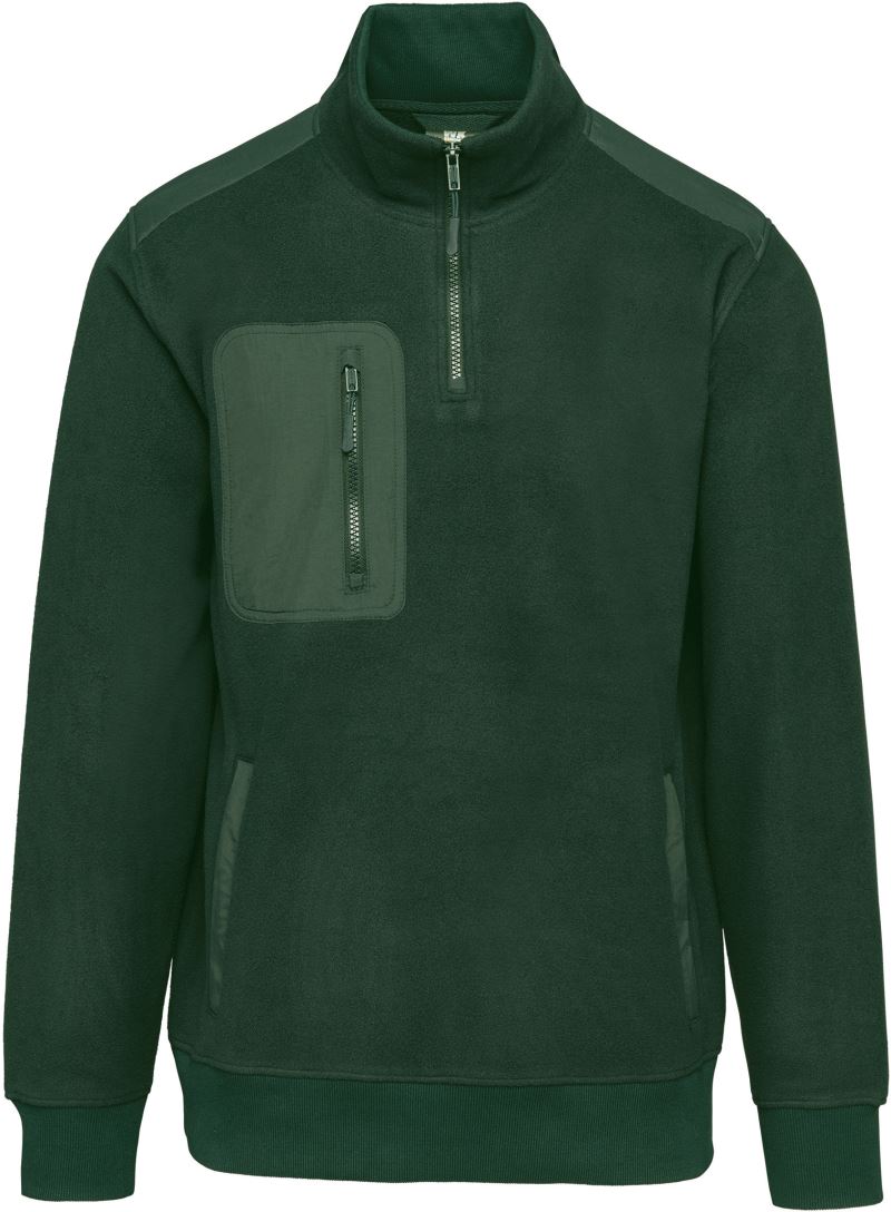 Levně Pracovní fleecová mikina s 1/4 zipem - forest green