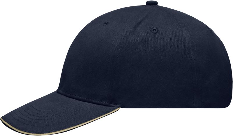 Lehce broušená 6 panelová sandwich kšiltovka - navy/beige