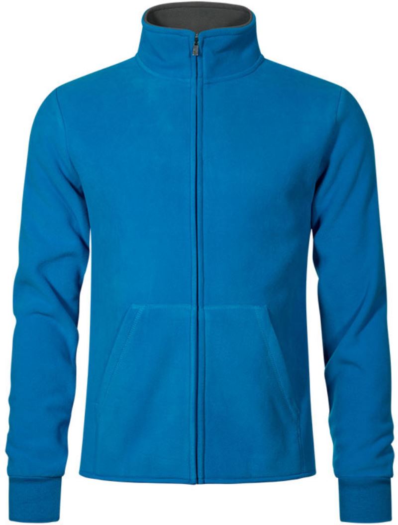 Pánská dvojitá fleecová bunda - turquoise/light grey