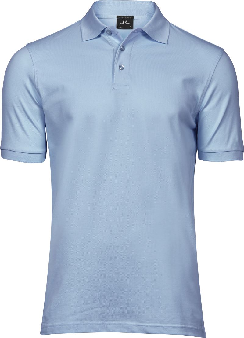 Levně Pánské luxusní strečové piqué polo z těžké bavlny - light blue