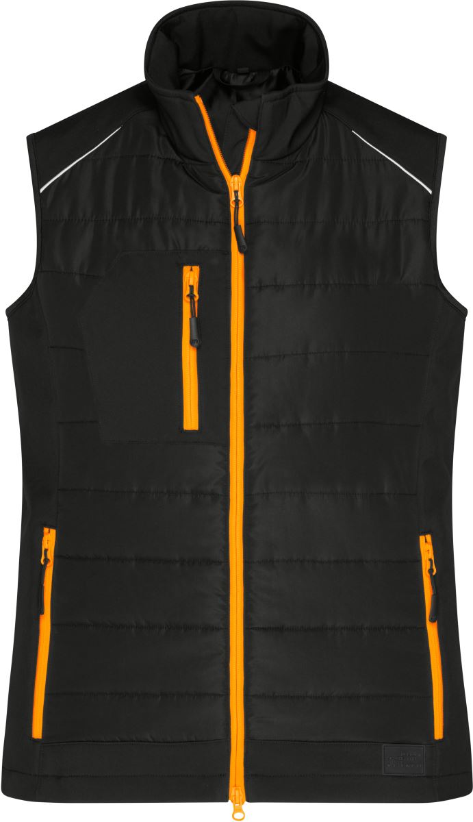Levně Dámská hybridní vesta - black/neon orange