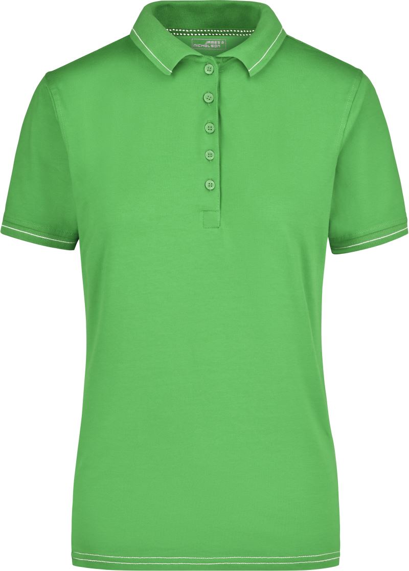 Levně Dámské žerzejové elastické polo - lime green/white