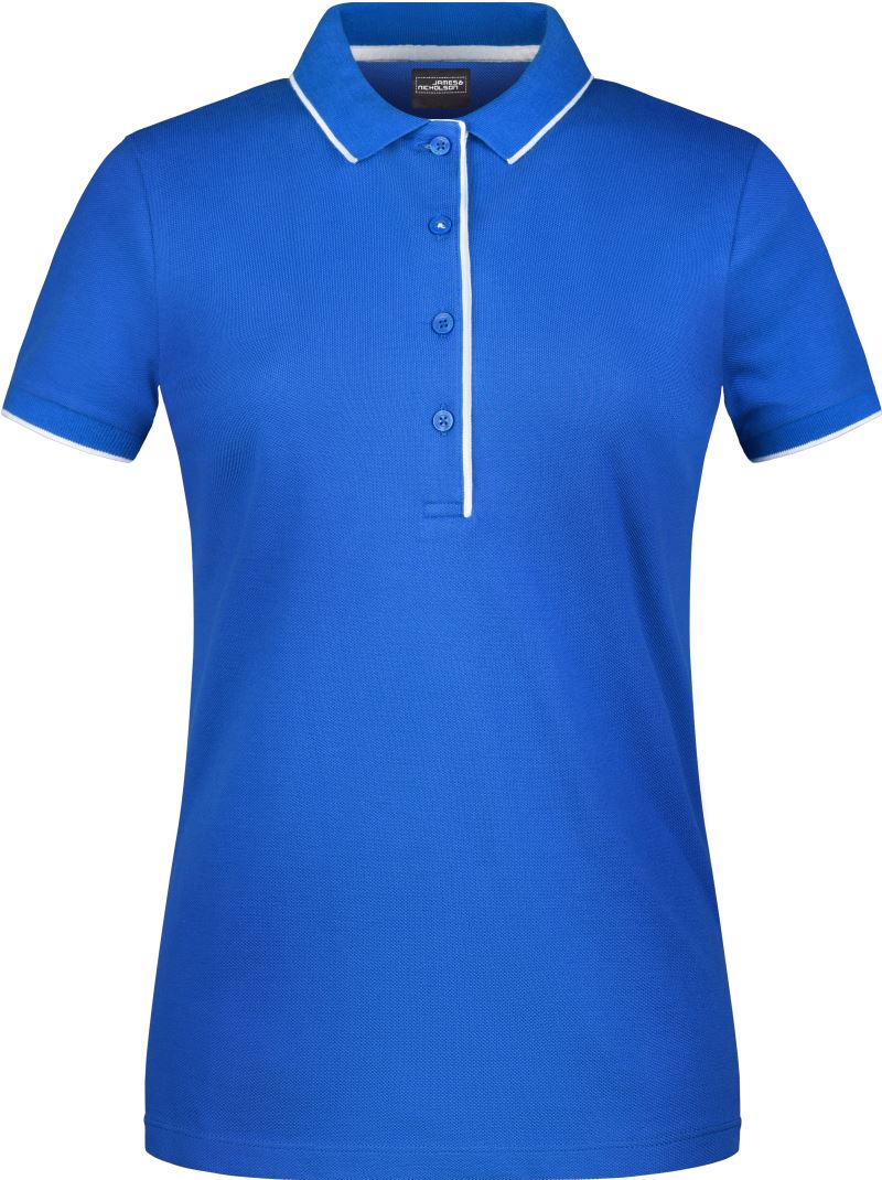 Levně Dámské piqué polo s kontrastní légou - royal/white