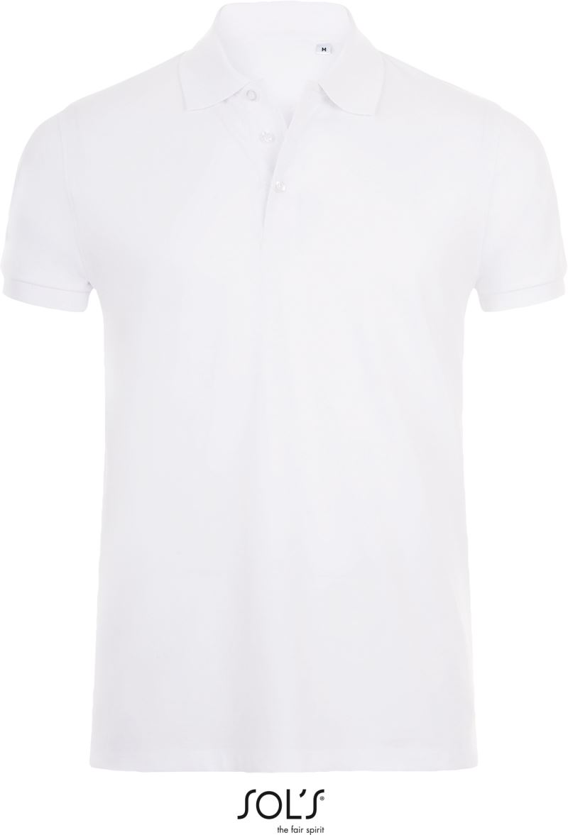 Levně Pánské elastické piqué polo - white