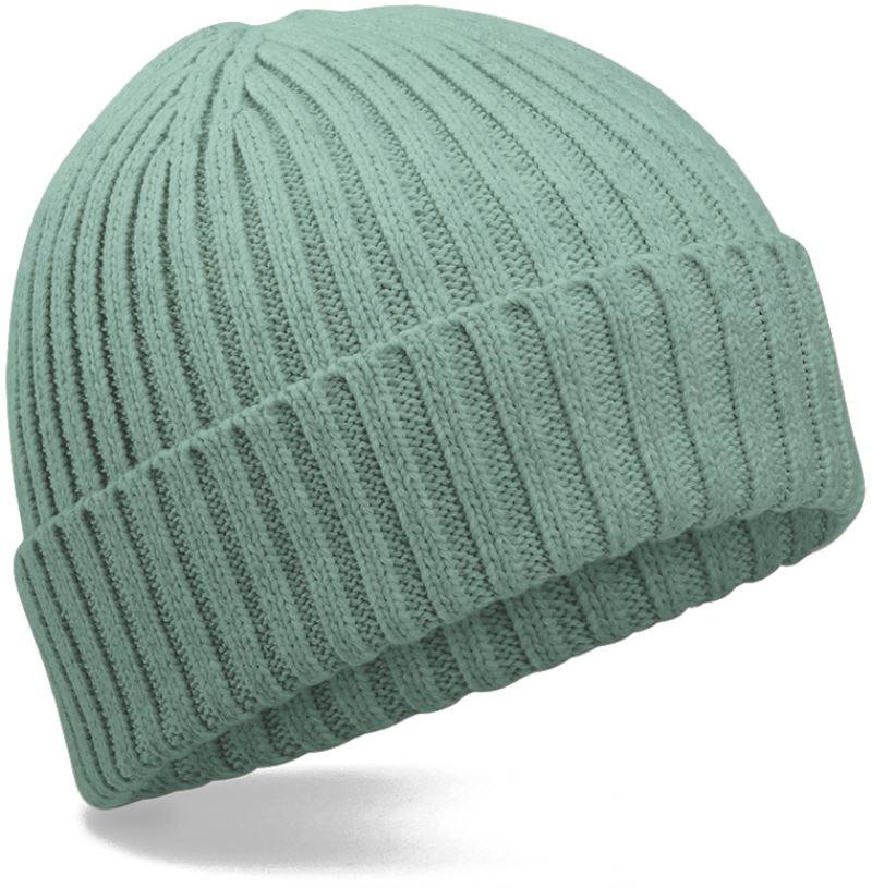 Levně Dětská pletená čepice z bio bavlny - dusty green