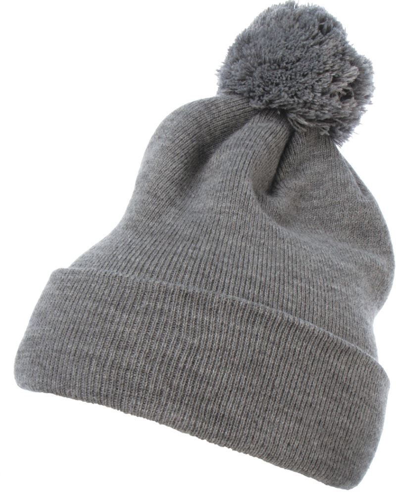 Levně Pletená čepice s bambulí - heather grey