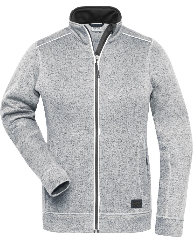 Levně Dámská pracovní pletená fleecová bunda - Solid - white melange/carbon