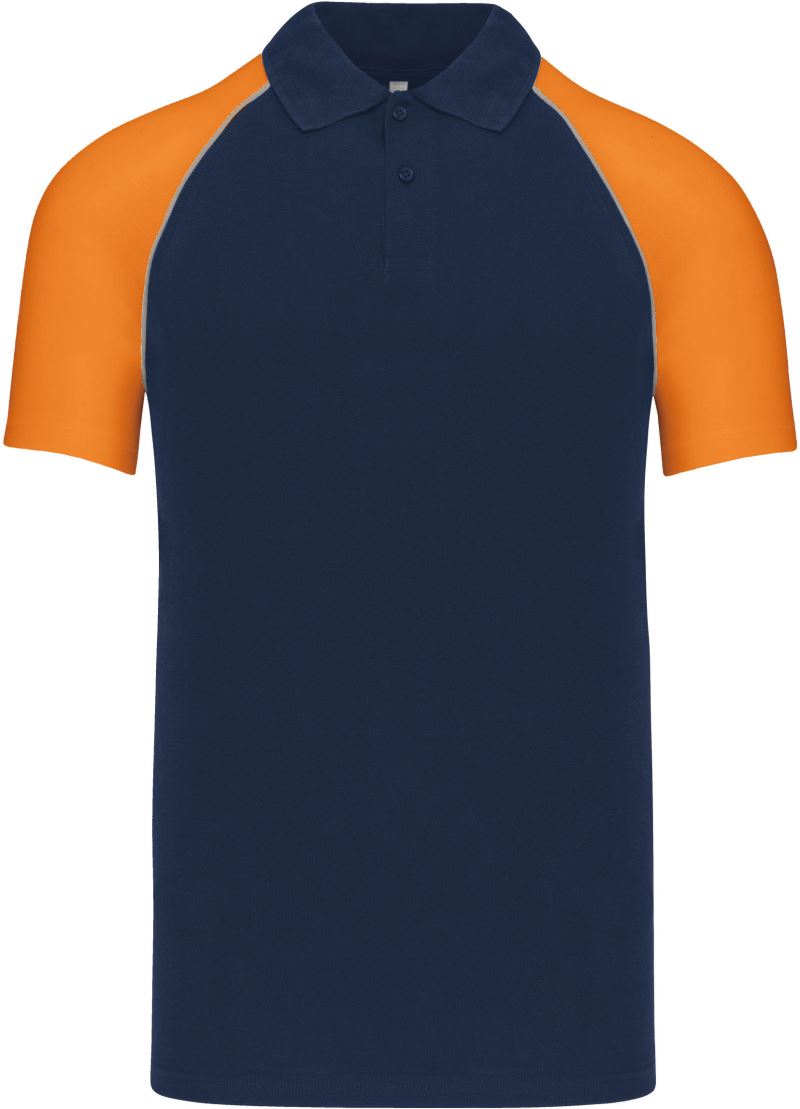 Levně Baseballové piqué polo - navy/light grey/orange