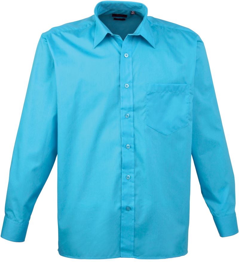 Levně Popelínová košile s dlouhým rukávem - turquoise