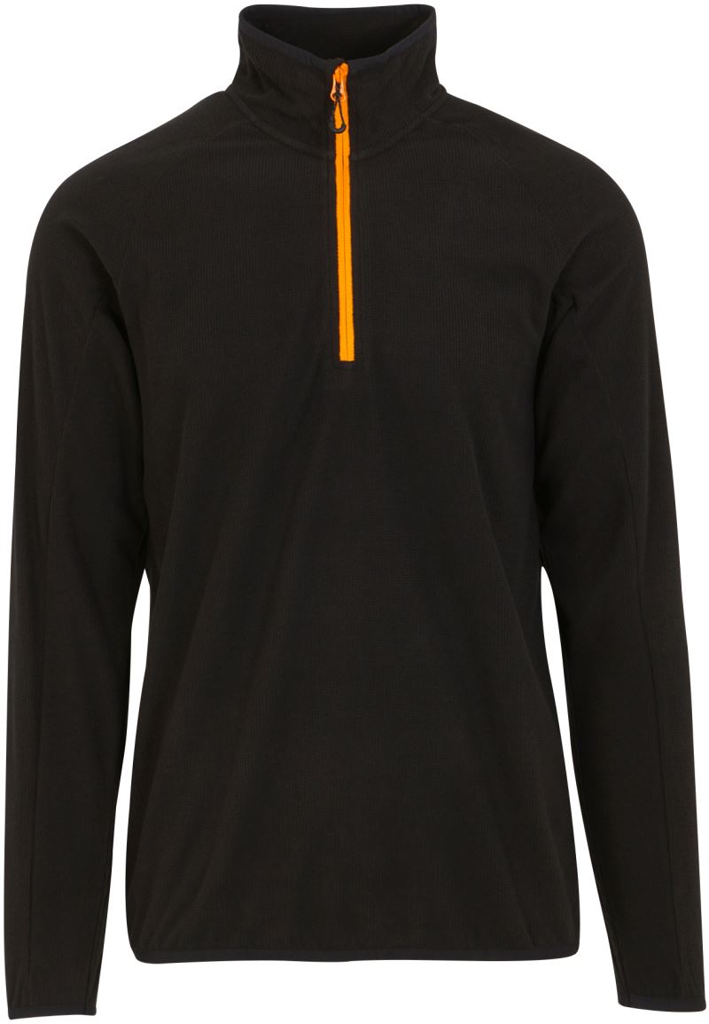 Fleecová mikina structure s 1/4 zipem "Navigate" - black/orange pop