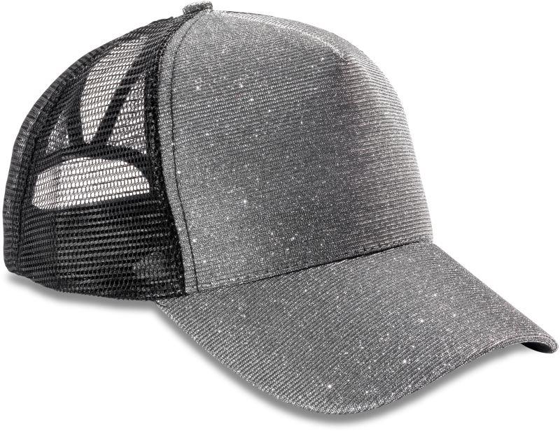 Levně 5 panelová třpytivá kšiltovka "New York" - silver