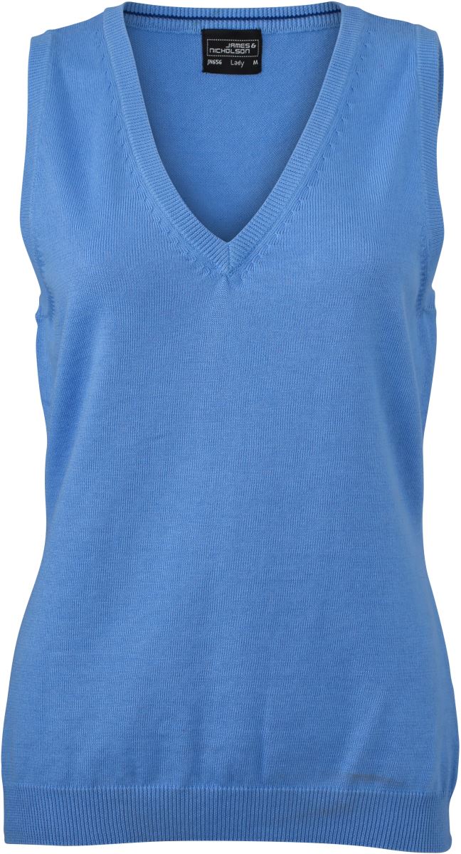Levně Dámská svetrová vesta s výstřihem do V - glacier blue