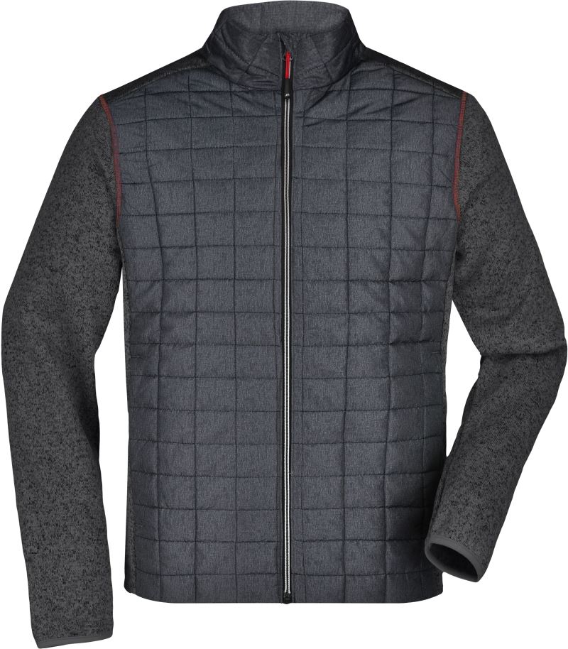 Pánská pletená hybridní bunda - grey melange/anthracite melange