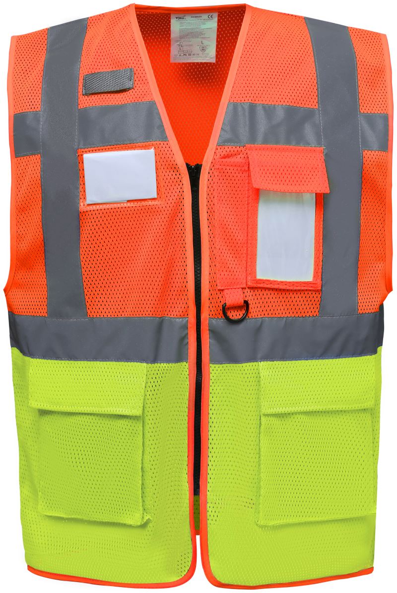 Levně Hi-Vis síťovaná bezpečnostní vesta - hi vis orange/hi vis yellow