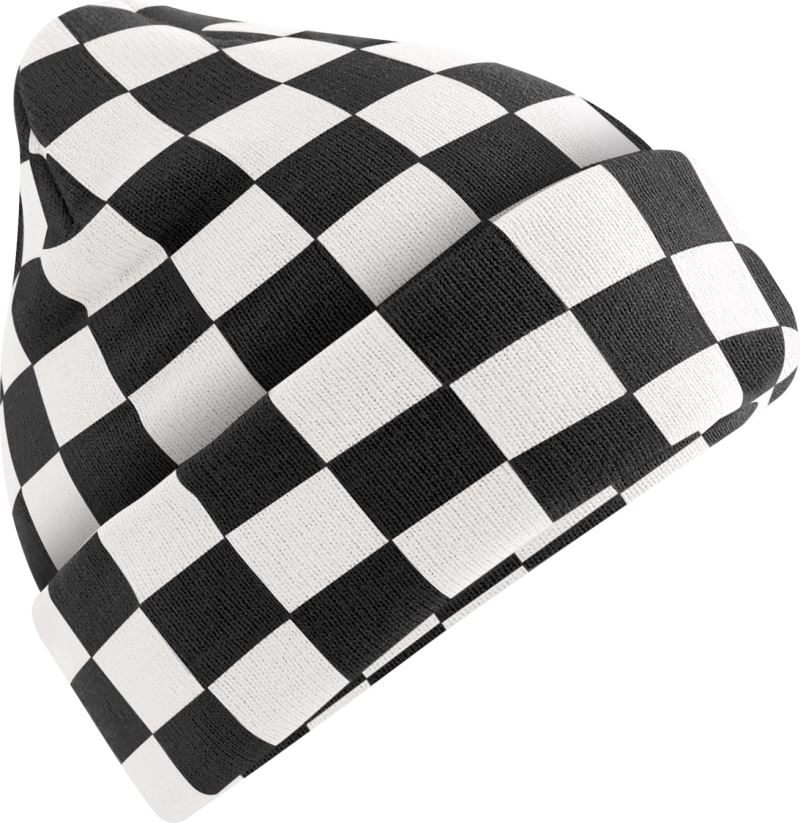 Levně Pletená čepice "Checkerboard" - black/soft white