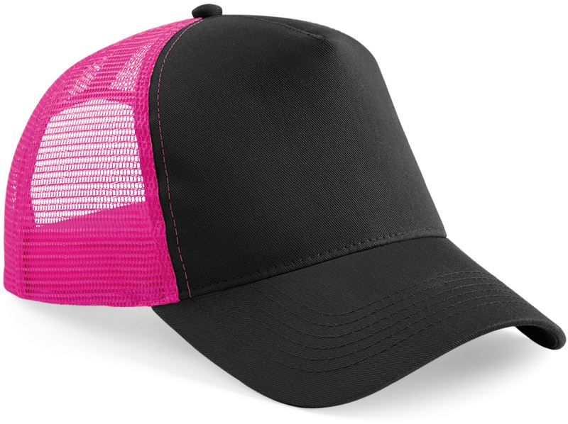 Levně 5 panelová Trucker kšiltovka - black/fuchsia