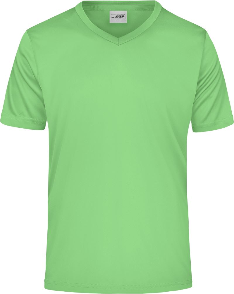 Levně Pánské sportovní tričko s výstřihem do V - lime green