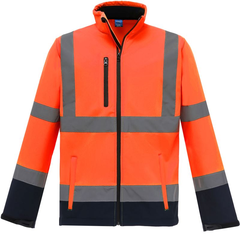 Hi-Vis softshellová bunda - hi vis orange/navy