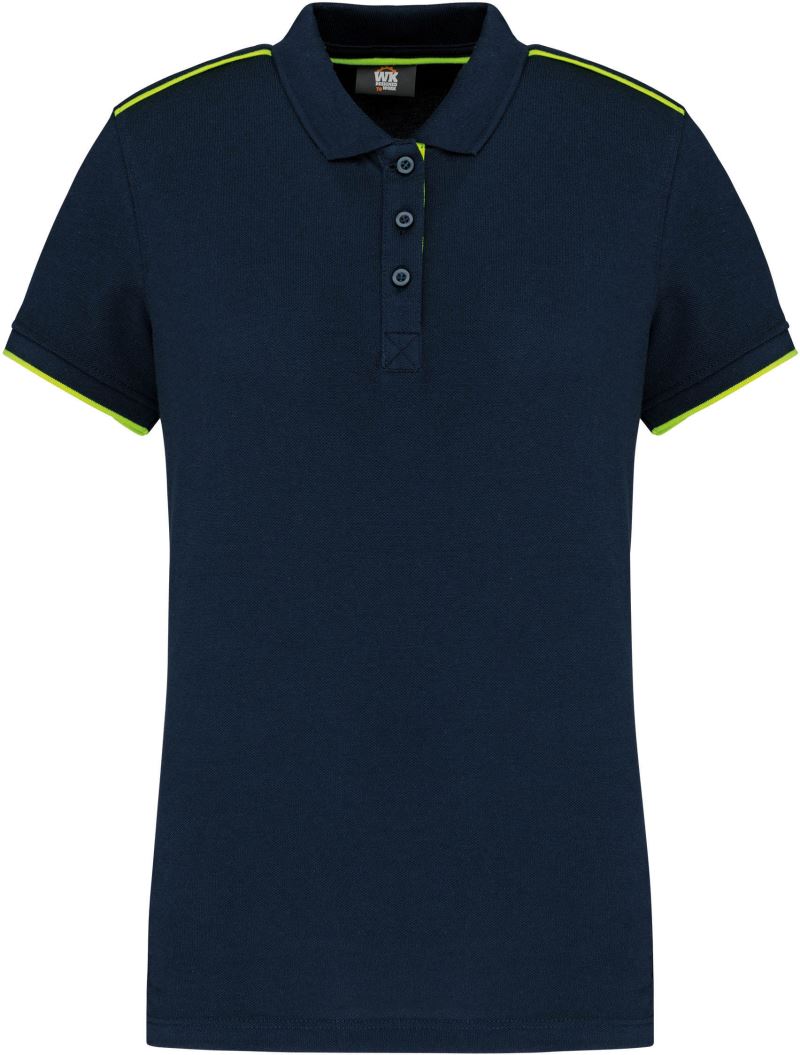 Levně Dámské pracovní piqué polo "Day-to-Day" - navy/fluorescent yellow
