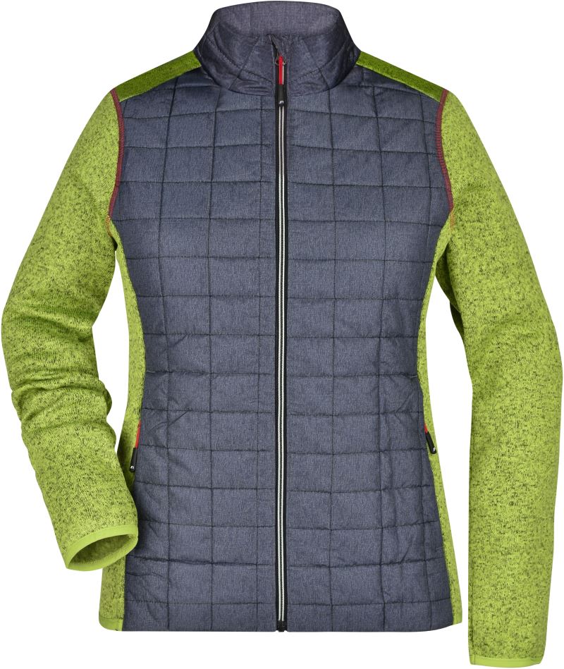 Dámská pletená hybridní bunda - kiwi melange/anthracite melange