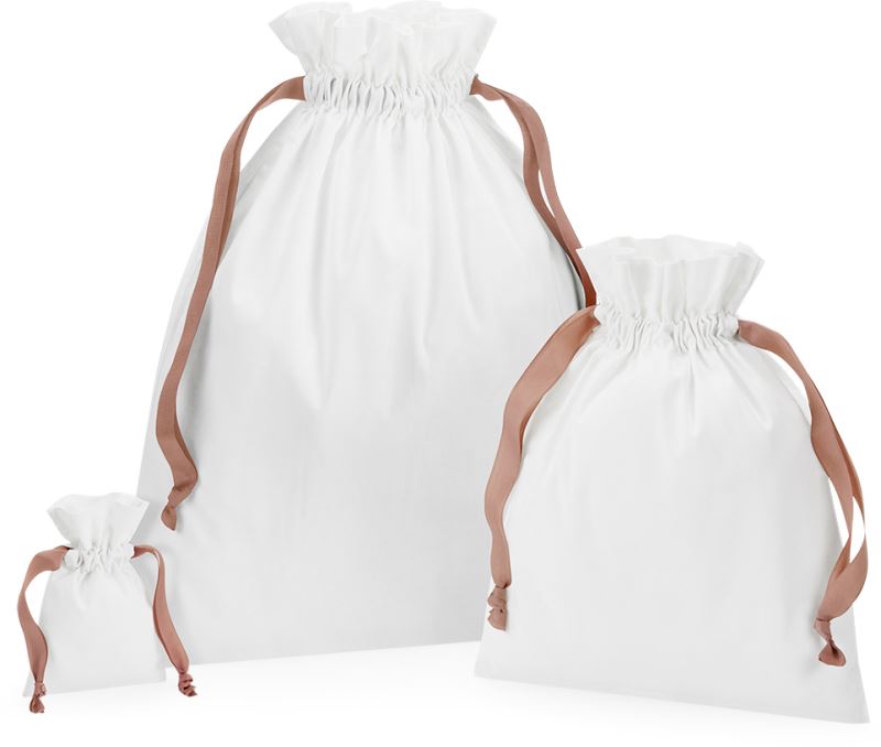 Levně Bavlněný pytel s dárkovou stuhou - soft white/rose gold
