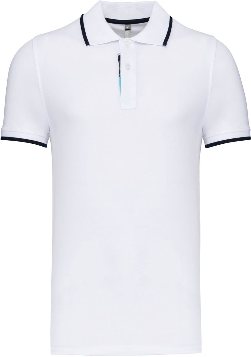 Levně Pánské kontrastní piqué polo - white/navy/white