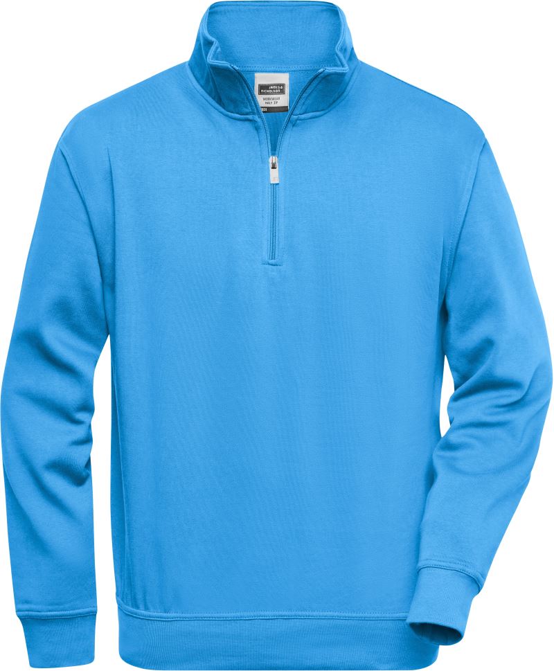 Levně Pracovní mikina s 1/4 zipem - aqua