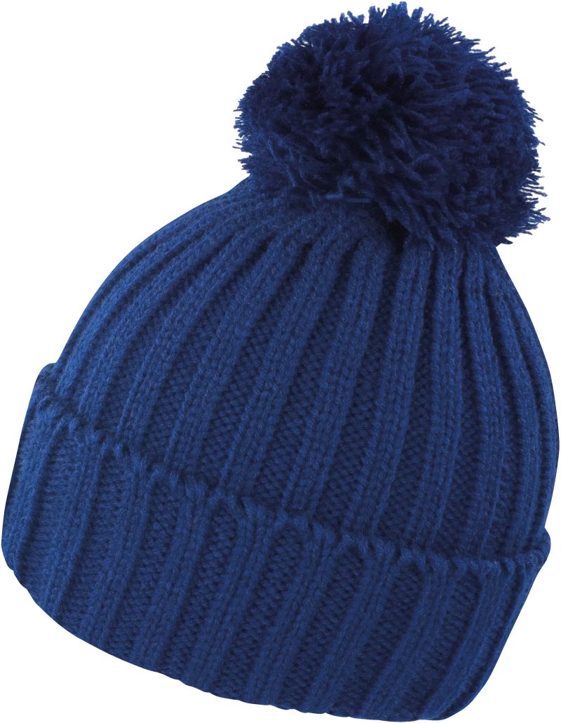 Levně Pletená čepice s bambulí - navy