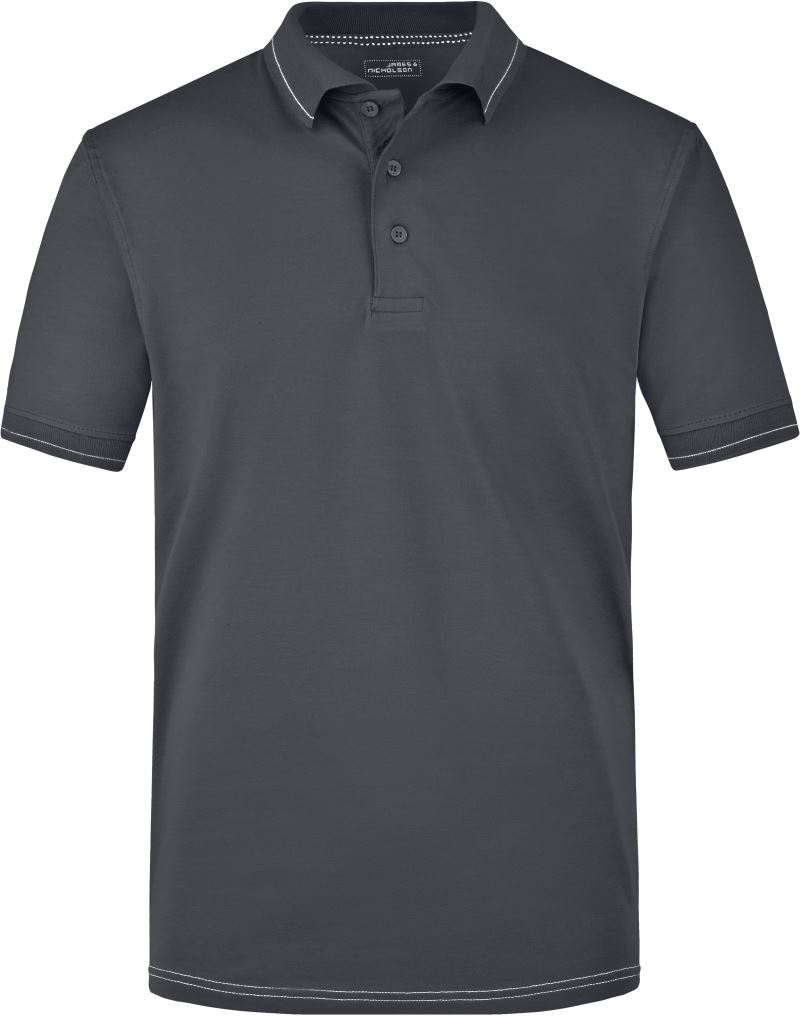 Levně Pánské žerzejové elastické polo - graphite/white