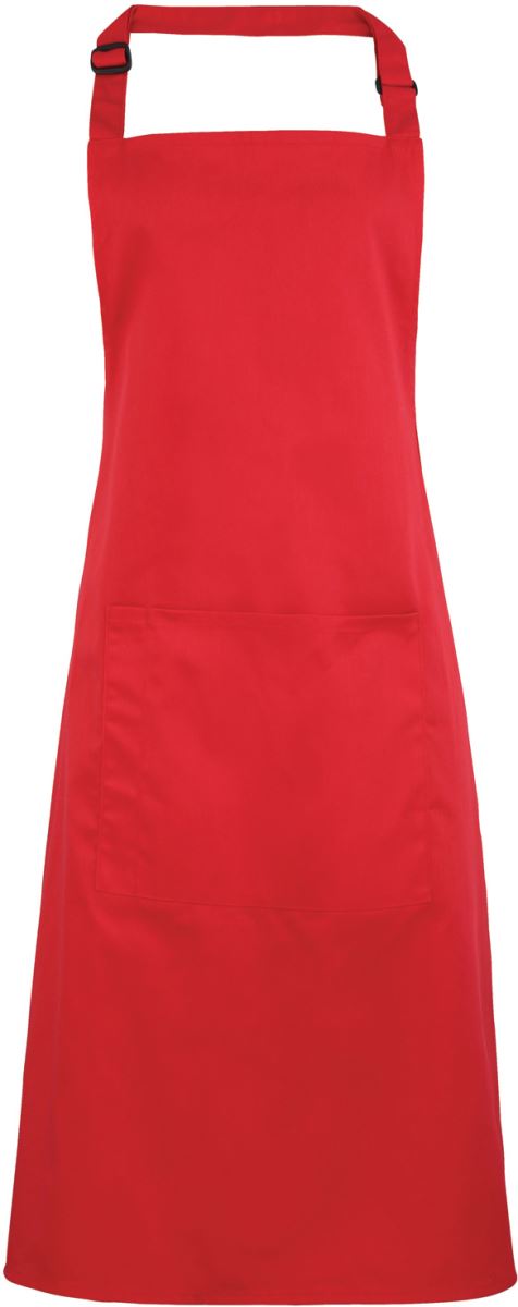 Levně Zástěra s laclem a kapsou na břiše "Colours" - strawberry red