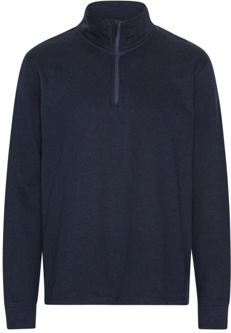 Levně organický svetr se zipem 1/4 - navy