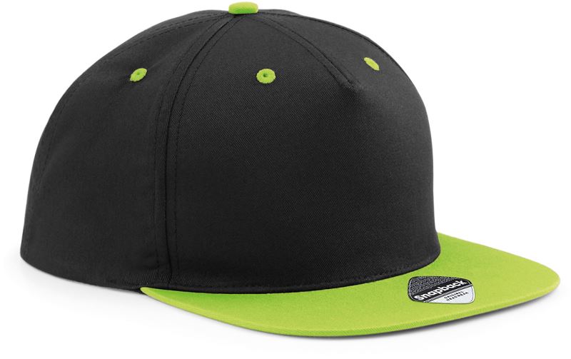 Levně 5 panelová Snapback kontrastní kšiltovka - black/lime green
