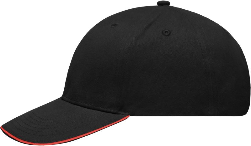 Lehce broušená 6 panelová sandwich kšiltovka - black/red