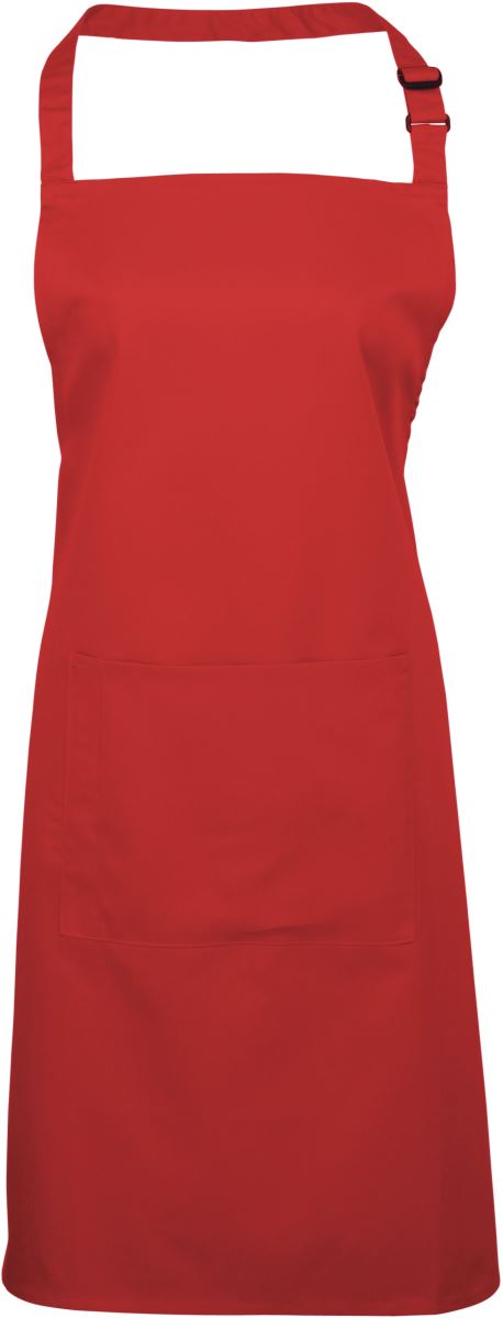 Levně Zástěra s laclem a kapsou na břiše "Colours" - red