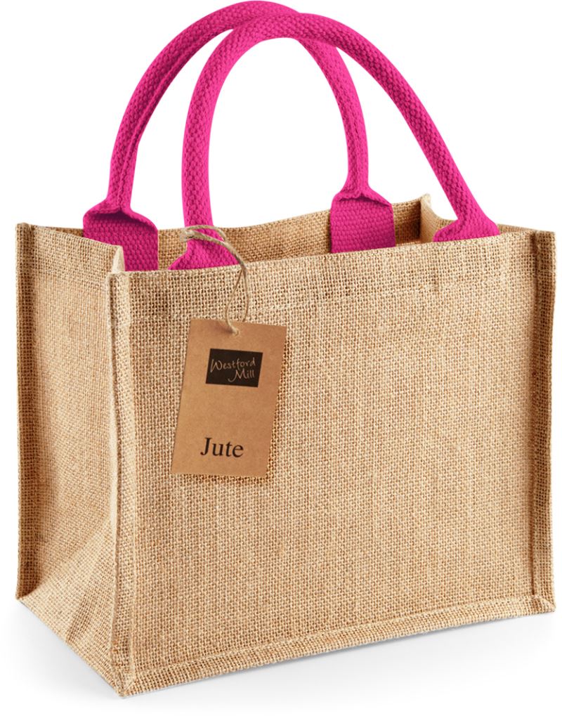 Levně Jutová nákupní taška Mini - natural/fuchsia