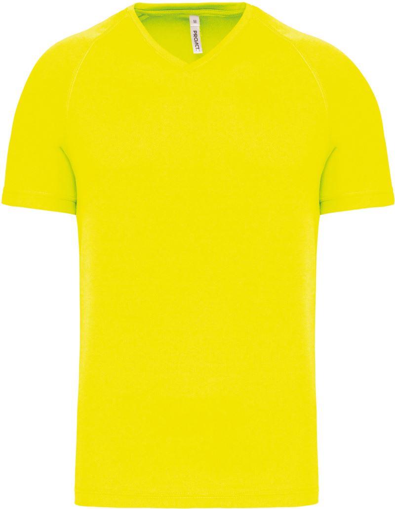 Levně Pánské sportovní tričko s výstřihem do V - fluorescent yellow