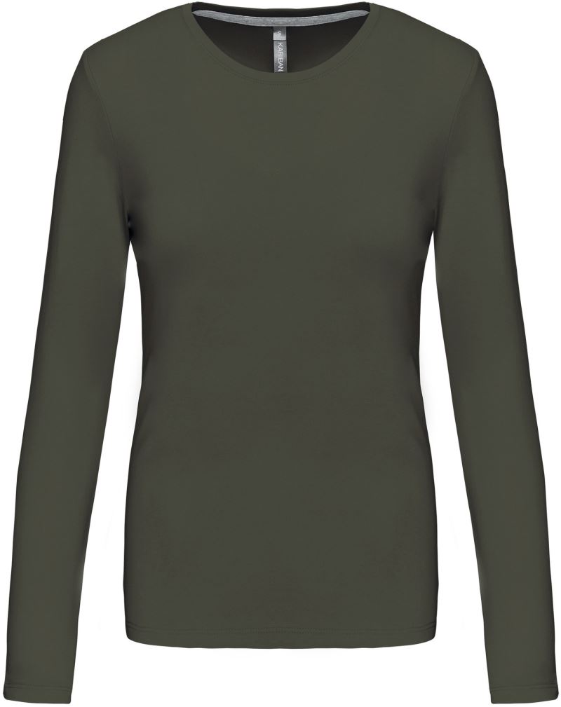 Levně Dámské tričko s dlouhým rukávem - dark khaki