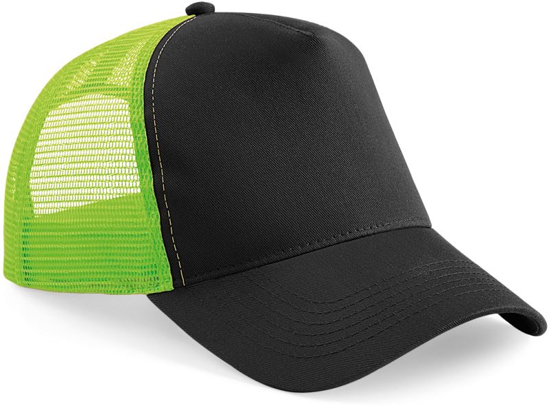 Levně 5 panelová Trucker kšiltovka - black/lime green