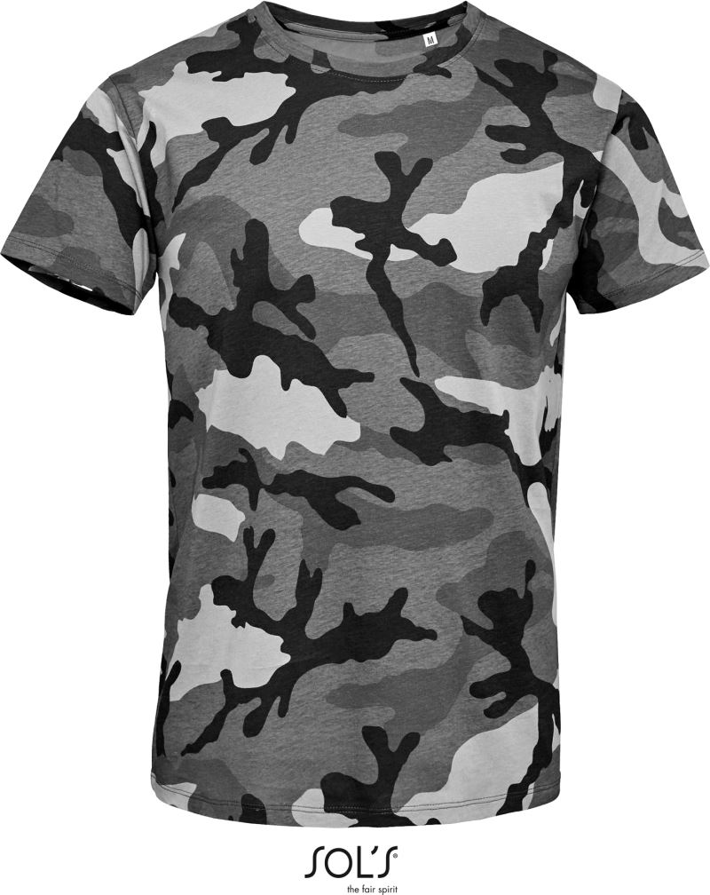 Levně Pánské maskáčové tričko - grey camo