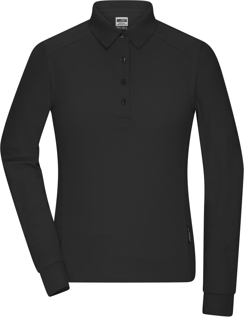 Levně Dámské pracovní piqué polo s dlouhým rukávem - black