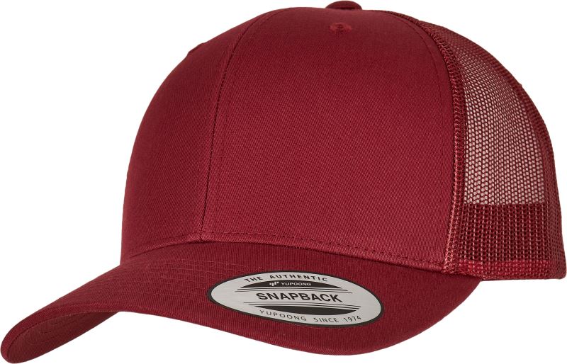 Levně 6 panelová vintage kšiltovka "Trucker" - cranberry