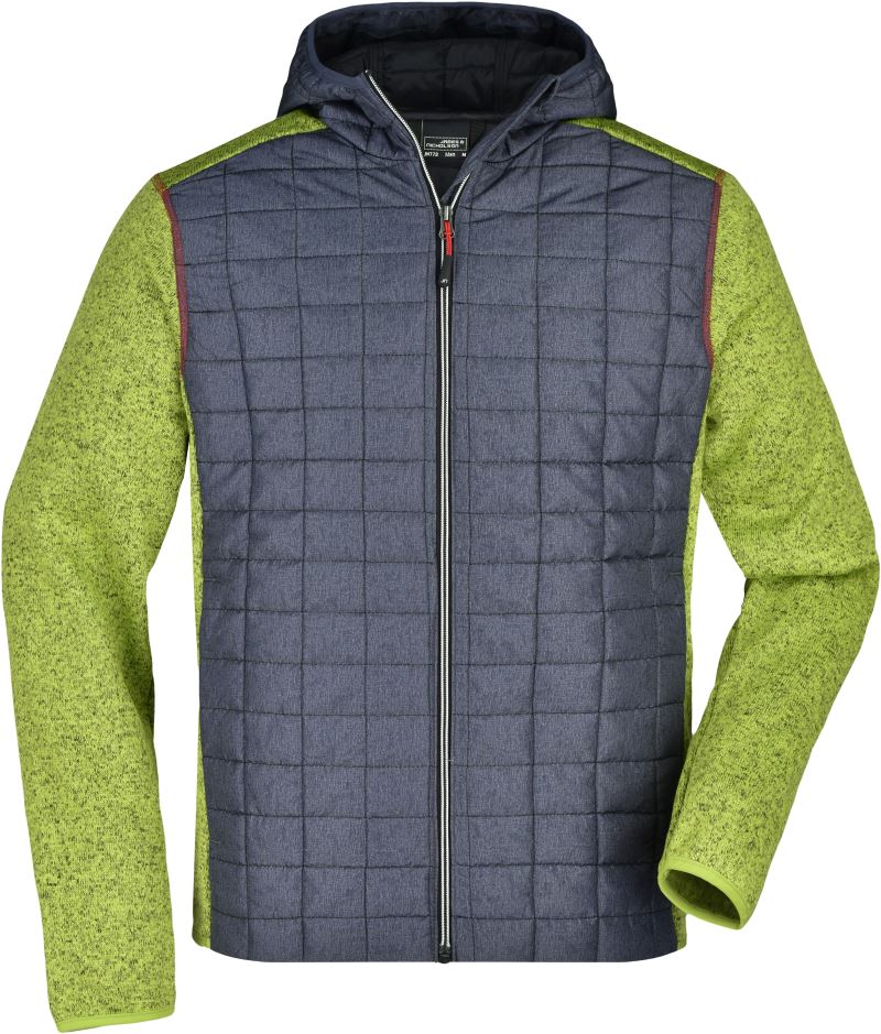 Levně Pánská pletená hybridní bunda - kiwi melange/anthracite melange