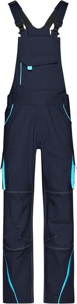 Levně Pracovní kalhoty s laclem - Color - navy/turquoise
