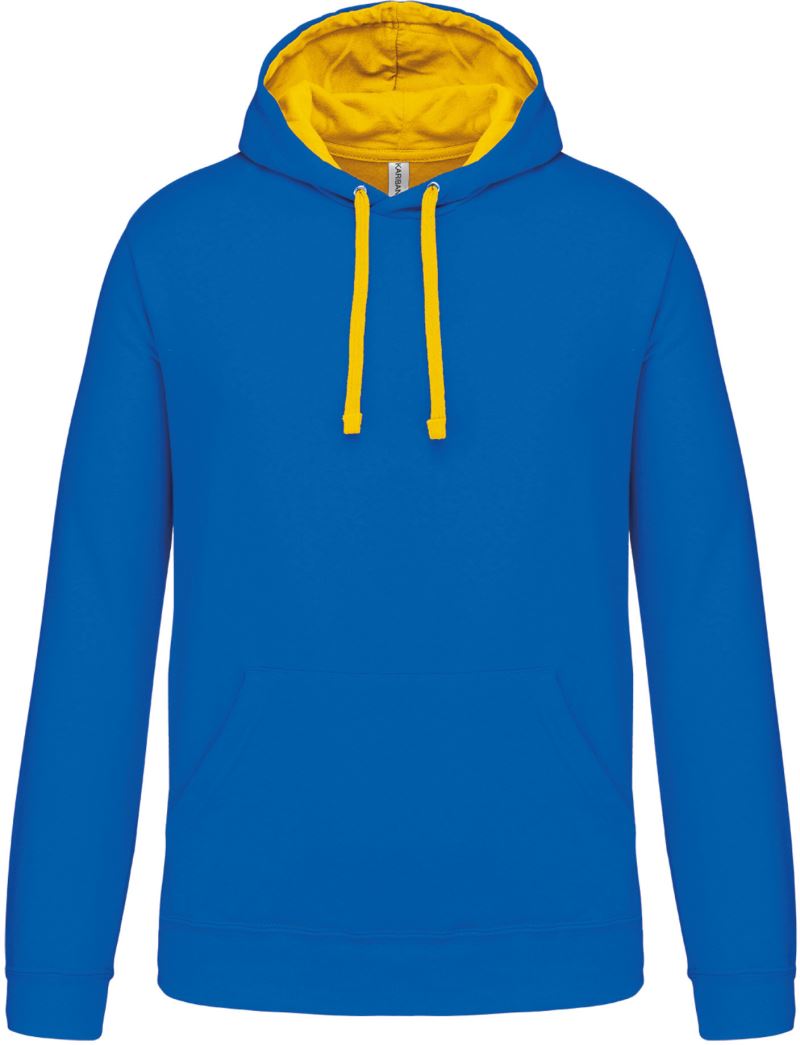 Levně Kontrastní mikina s kapucí - light royal blue/yellow