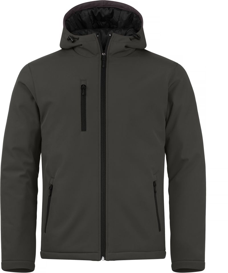 Levně Pánská zateplená softshellová bunda s kapucí - dark grey