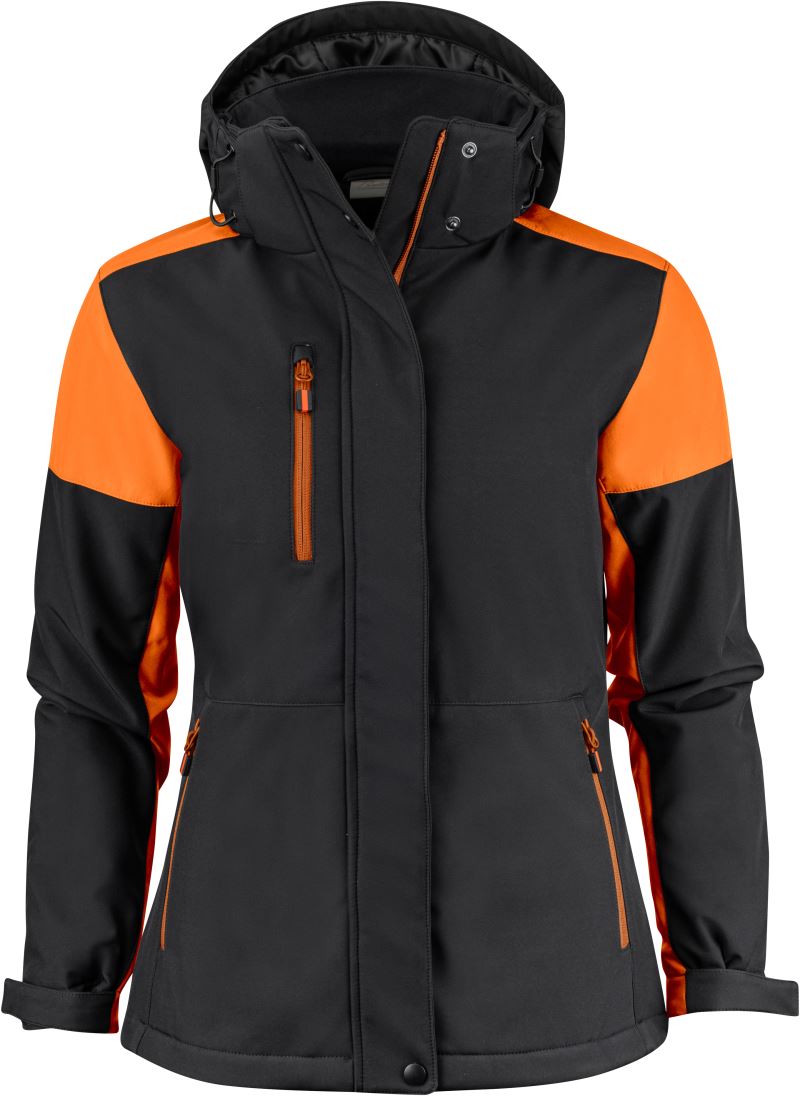 Levně Dámská zimní softshellová bunda - black/orange