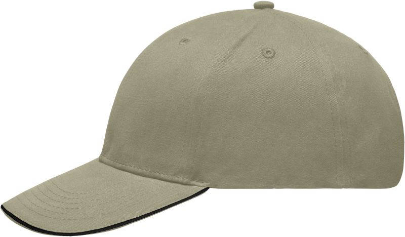 Lehce broušená 6 panelová sandwich kšiltovka - beige/black