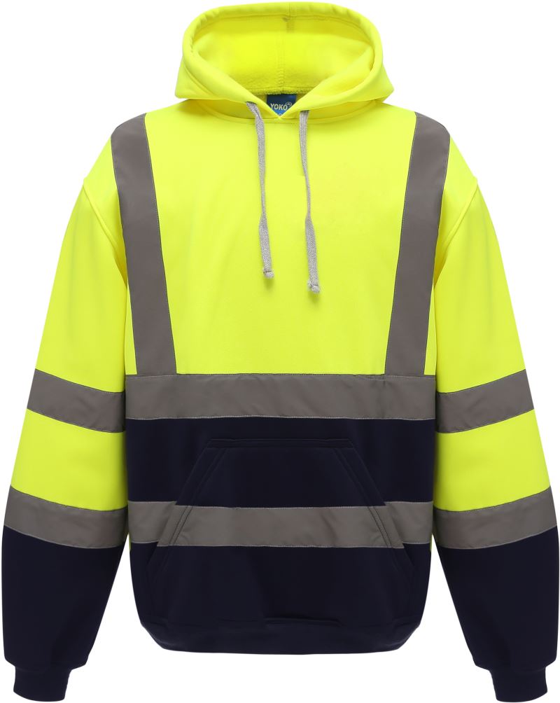 Hi-Vis mikina s kapucí - hi vis yellow/navy