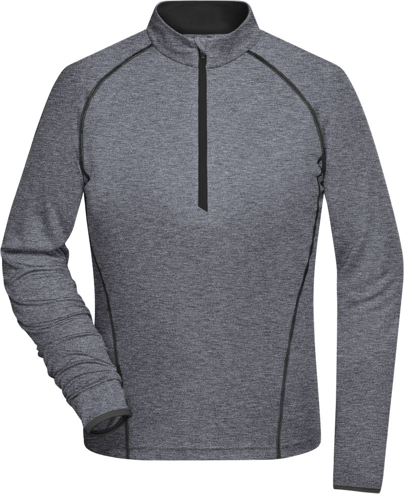 Levně Dámské funkční tričko s dlouhým rukávem - black melange/black
